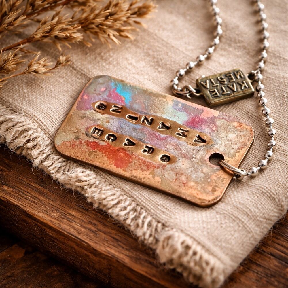 Kate Mesta Handmade Copper Pendant Necklace Metal OOAK Style “Amazing Grace”